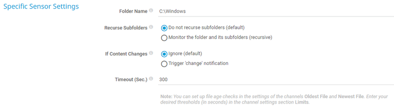 Specific Sensor Settings
